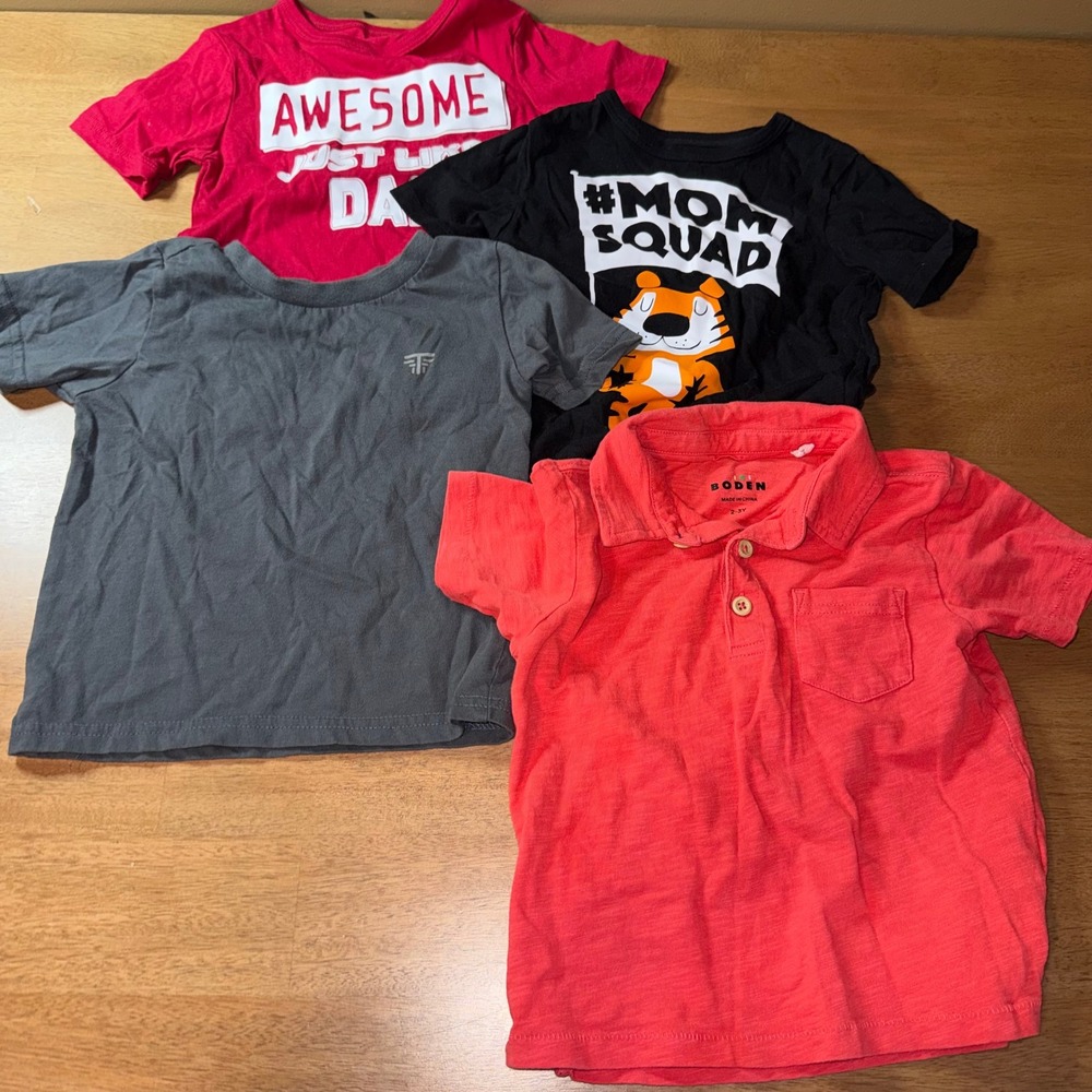 Lot of 4 Toddler Boys Shirts Size 2T Boden Polo Tahari Childrens Place Tees